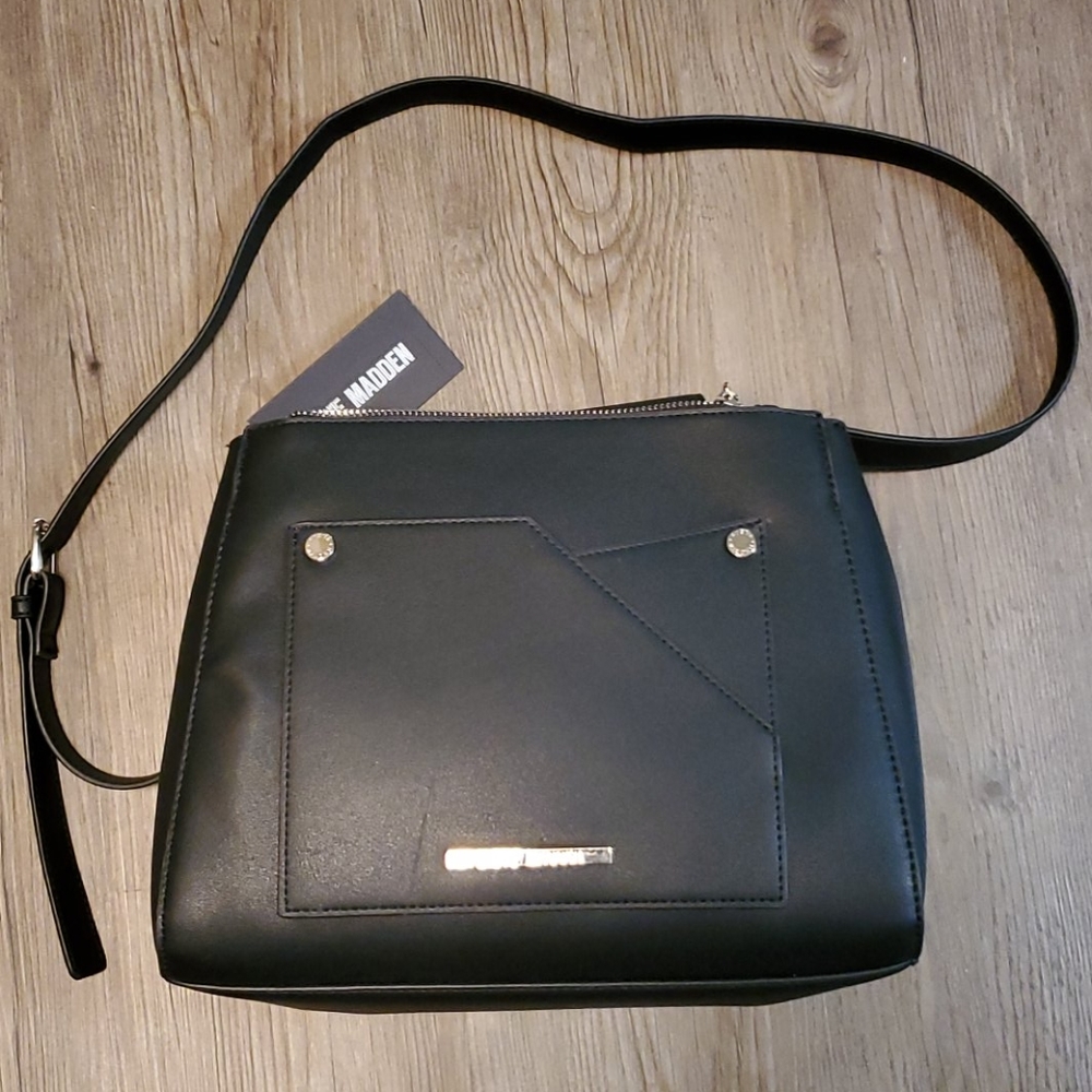 New Steve Madden Black Leather Crossbody NWT
